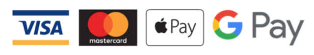 Visa, Mastercard, Apple Pay and Google Pay accepted